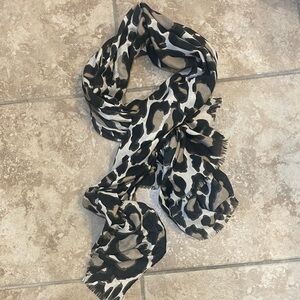Leopard Print Scarf - Black and White